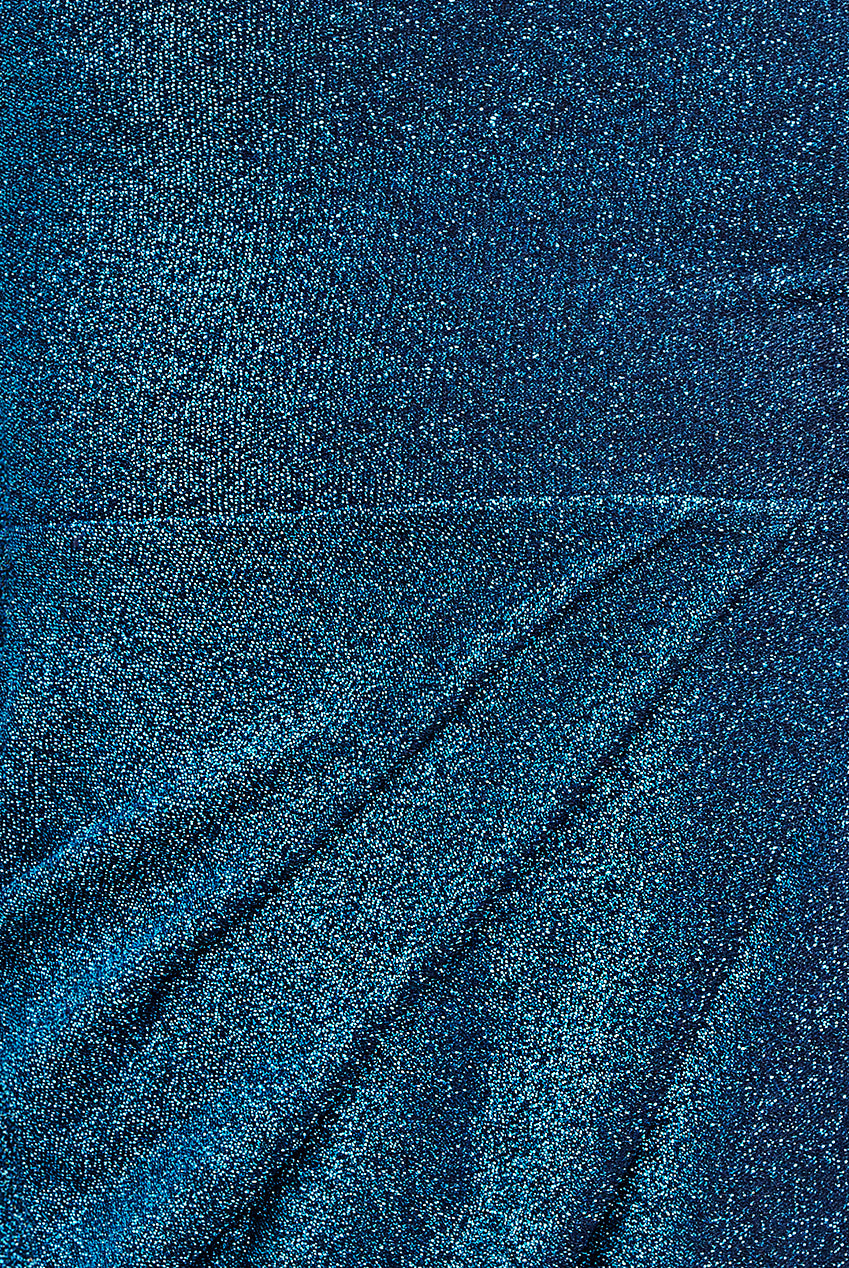 One Sleeve Frill Lurex Midi Dress - Blue DR3806