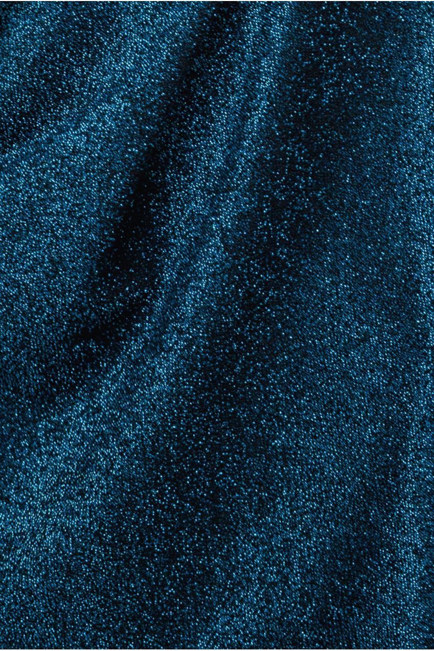 One Sleeve Frill Lurex Midi Dress - Blue DR3806