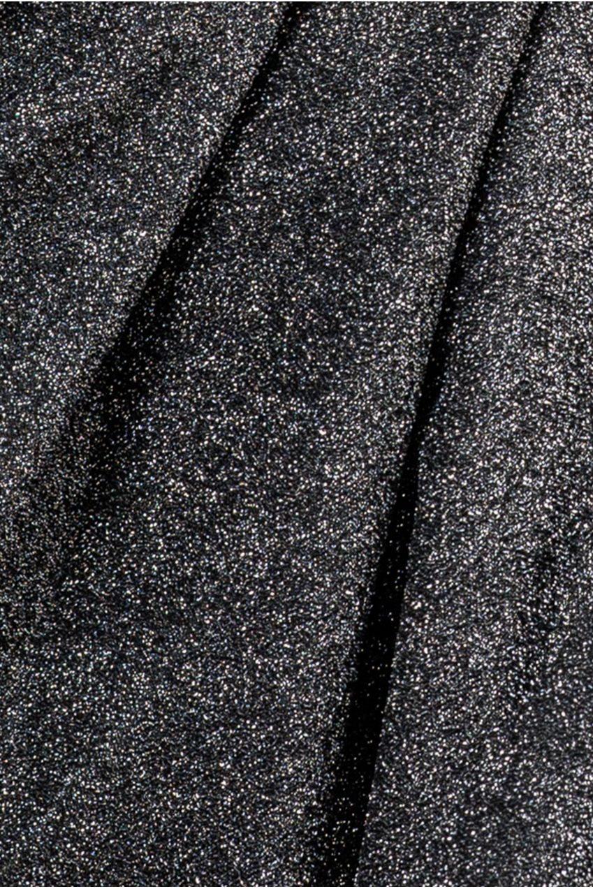 One Sleeve Frill Lurex Midi Dress - Silver DR3806