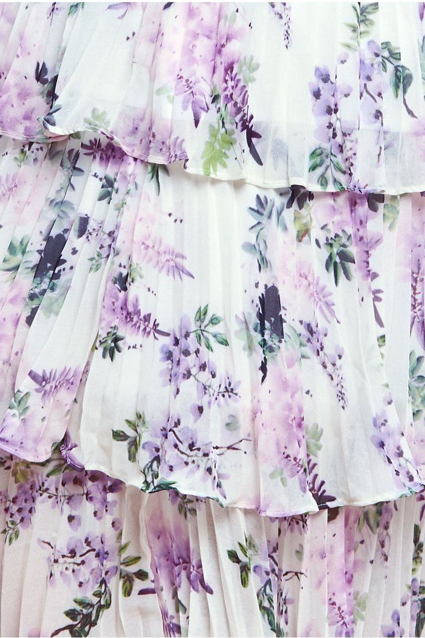 Maternity Shirred Chiffon Floral Bardot Midi Dress - Multi DR3810MAT