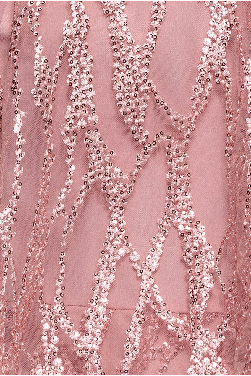 Embroidered Mesh Tiered Midi Dress - Pink DR3812