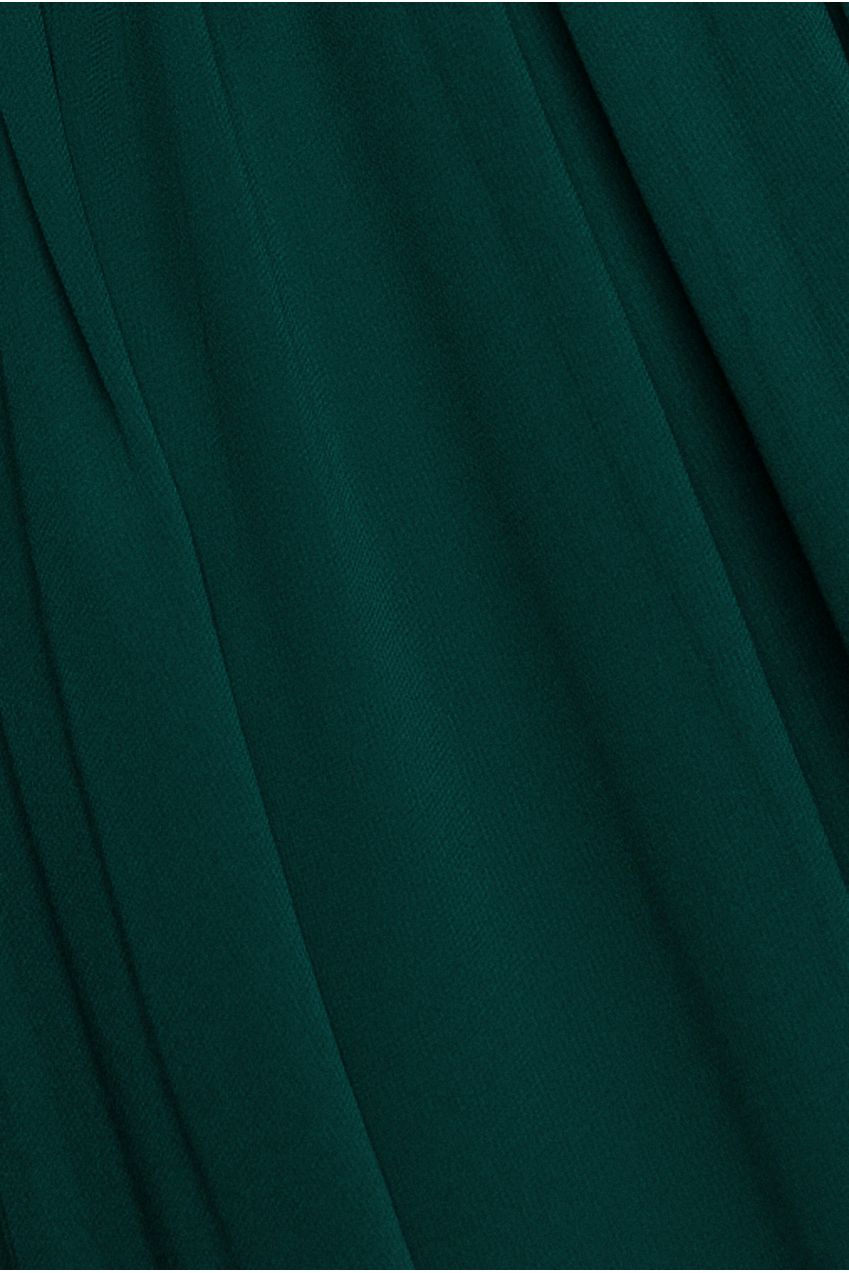Crochet & Pleated Top High Low Maxi - Emerald DR3820