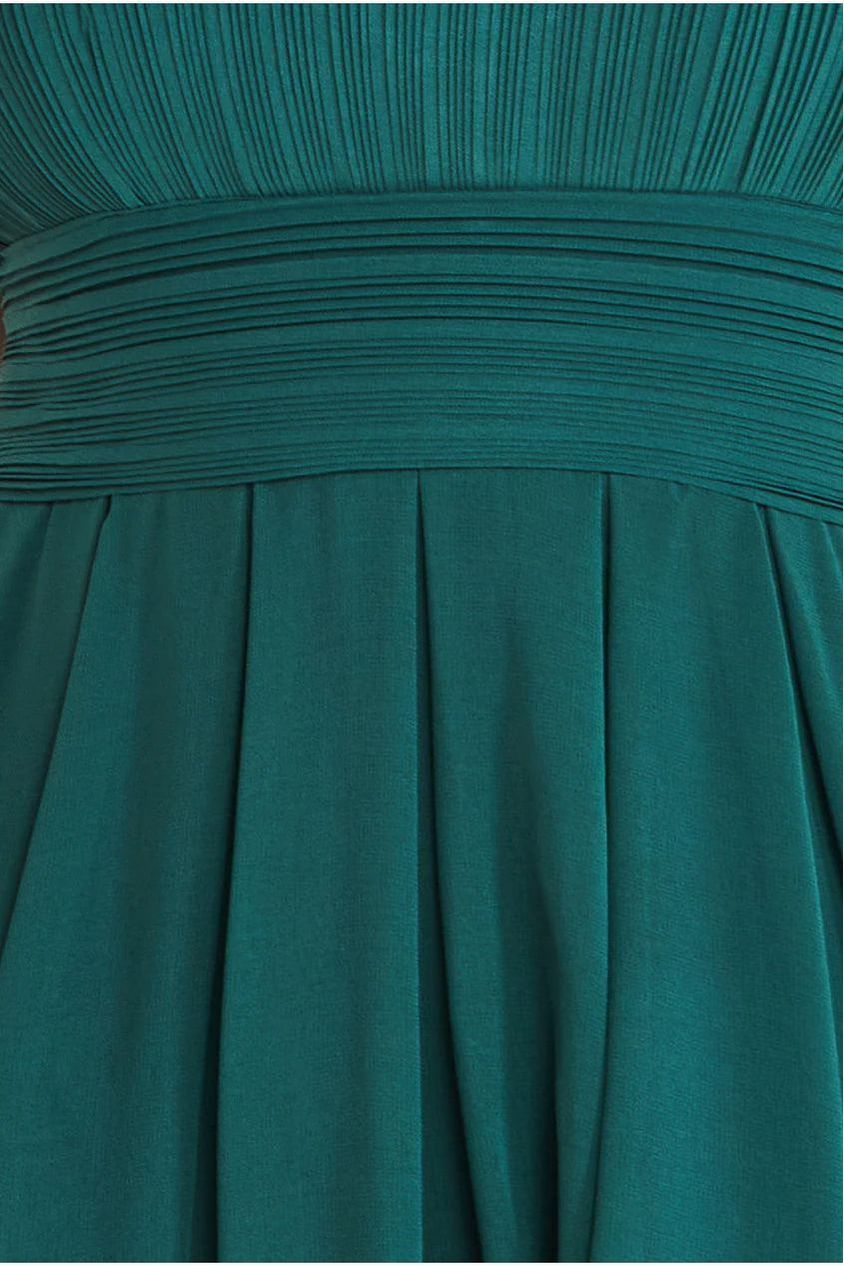 Crochet & Pleated Top High Low Maxi - Emerald DR3820