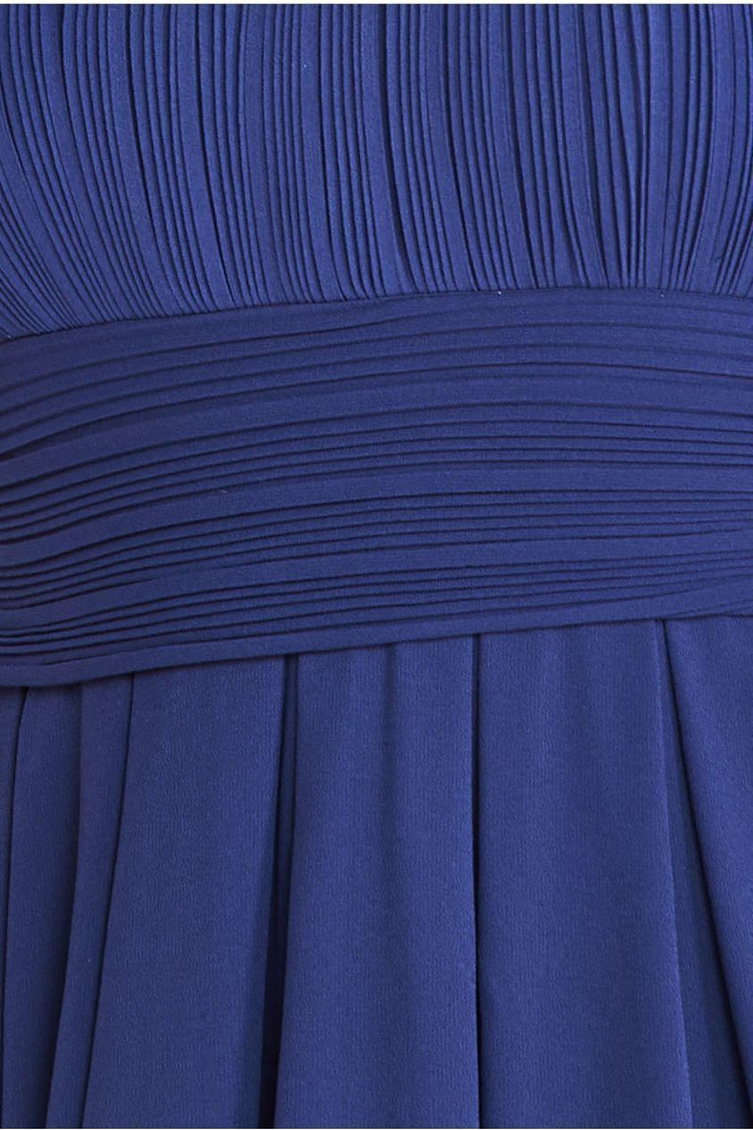 Crochet & Pleated Top High Low Maxi - Navy DR3820