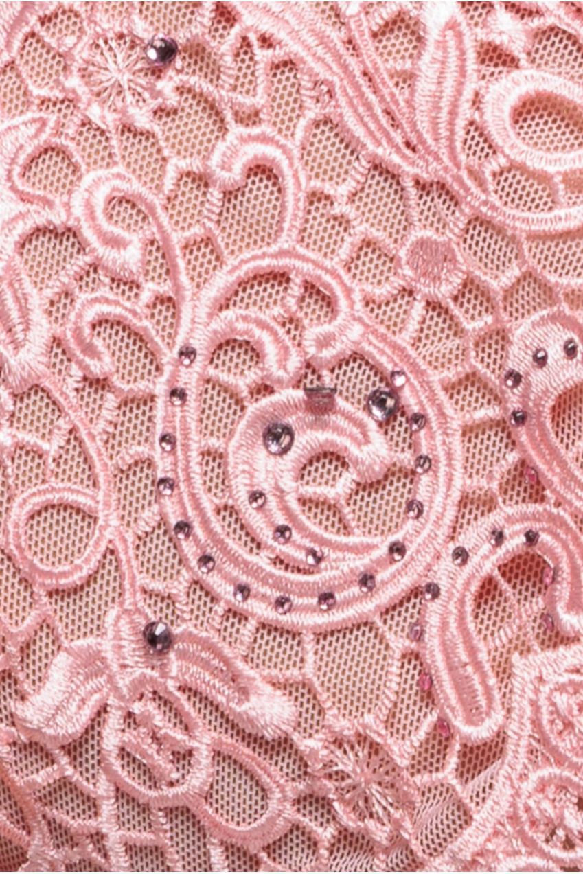 Crochet & Pleated Top Midi Dress - Blush Pink DR3821