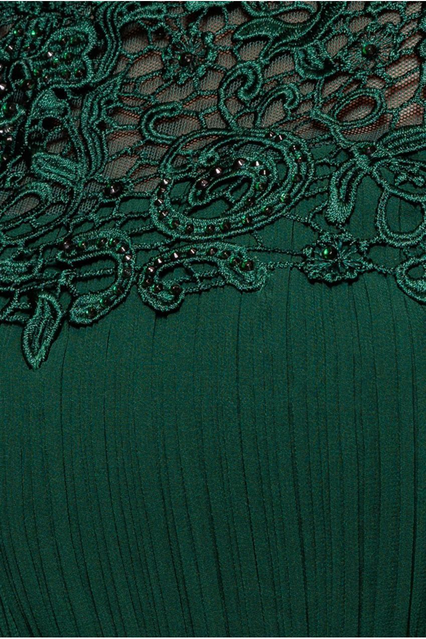 Crochet & Pleated Top Midi - Emerald DR3821