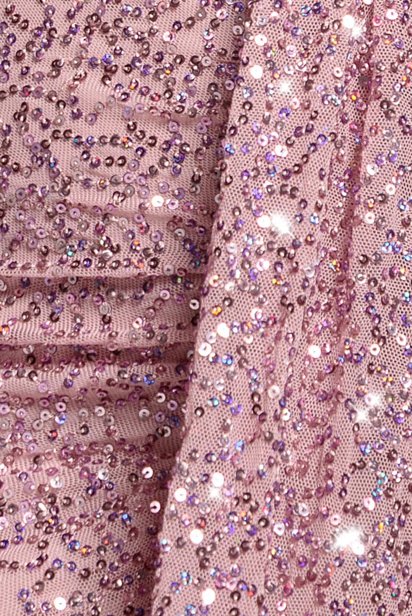 Plunge V-Neck Sequin Maxi - Blush DR3833