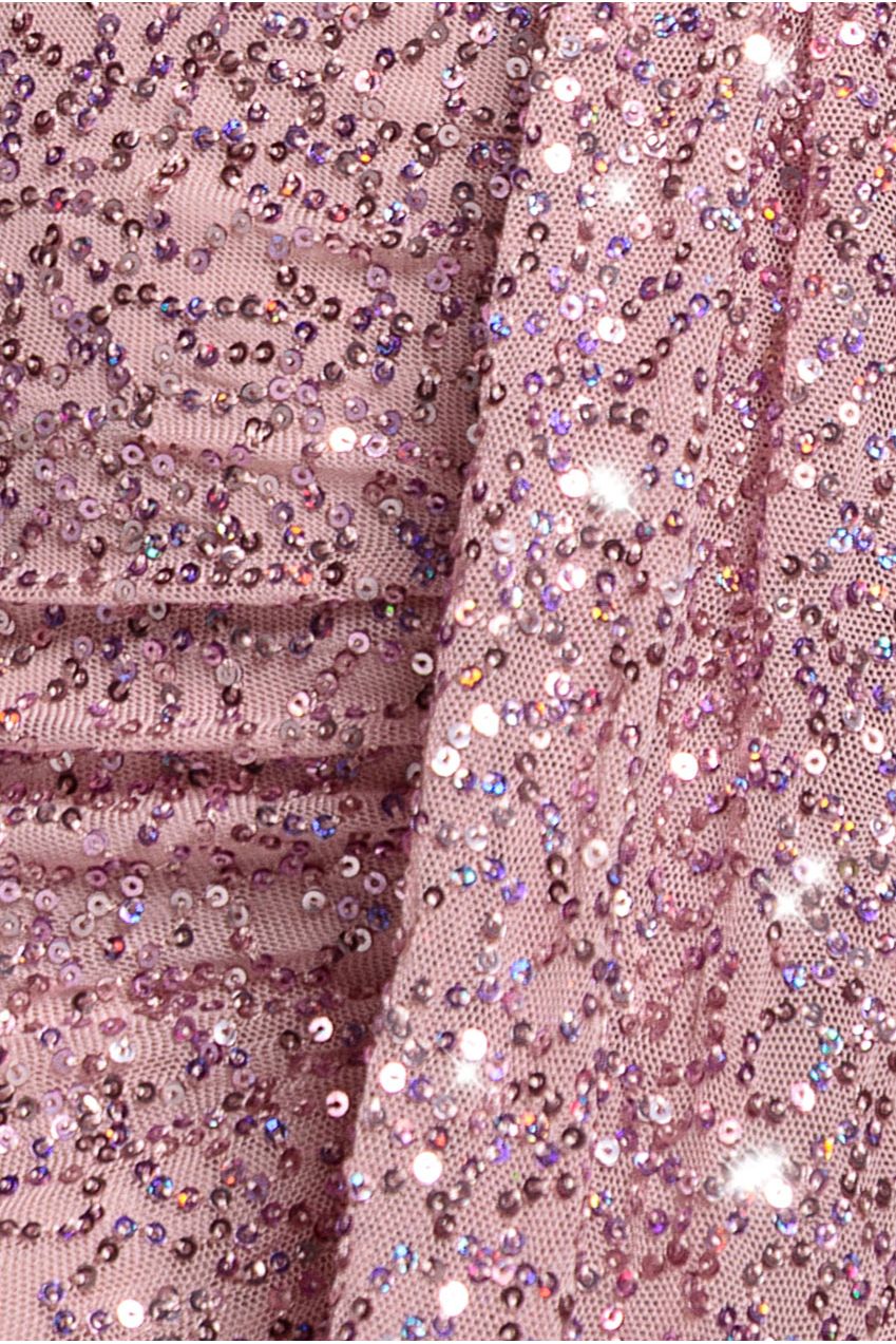 Plunge V-Neck Sequin Maxi - Blush DR3833