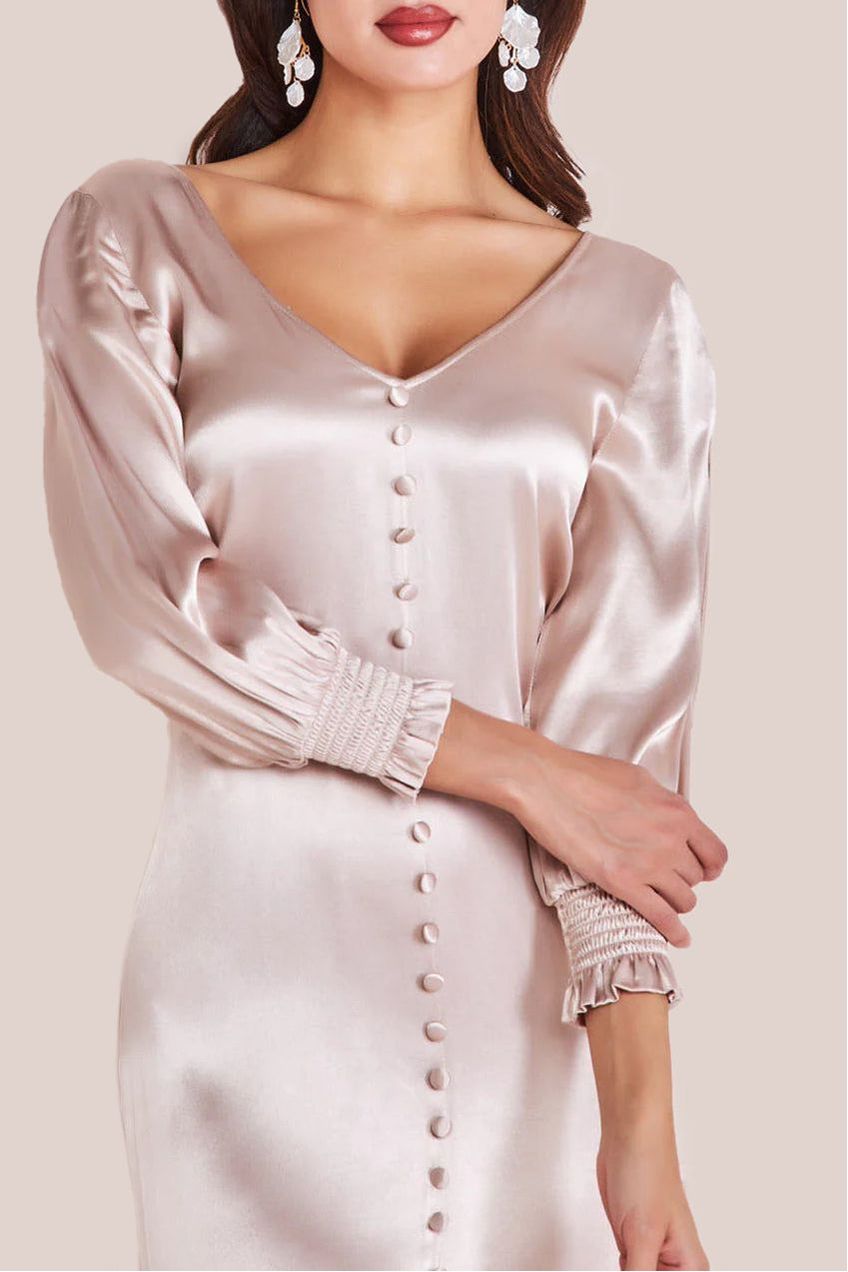 Satin Viscose Front Split Maxi - Champagne DR3862