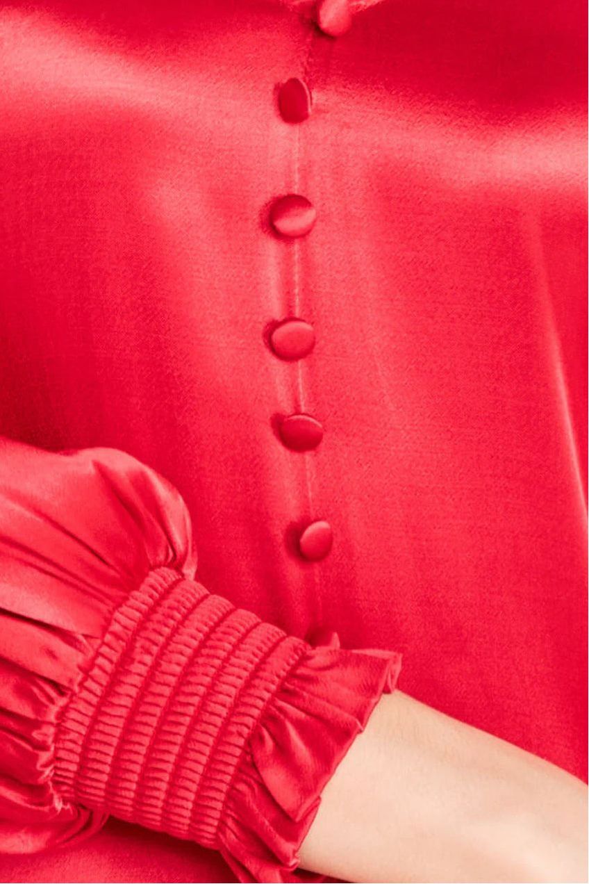 Satin Viscose Front Split Maxi - Red DR3862