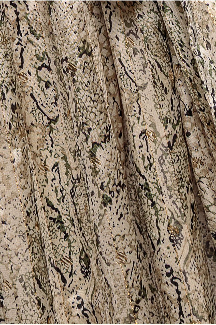 Wrap Printed Chiffon Maxi Dress - Snakeprint DR3870