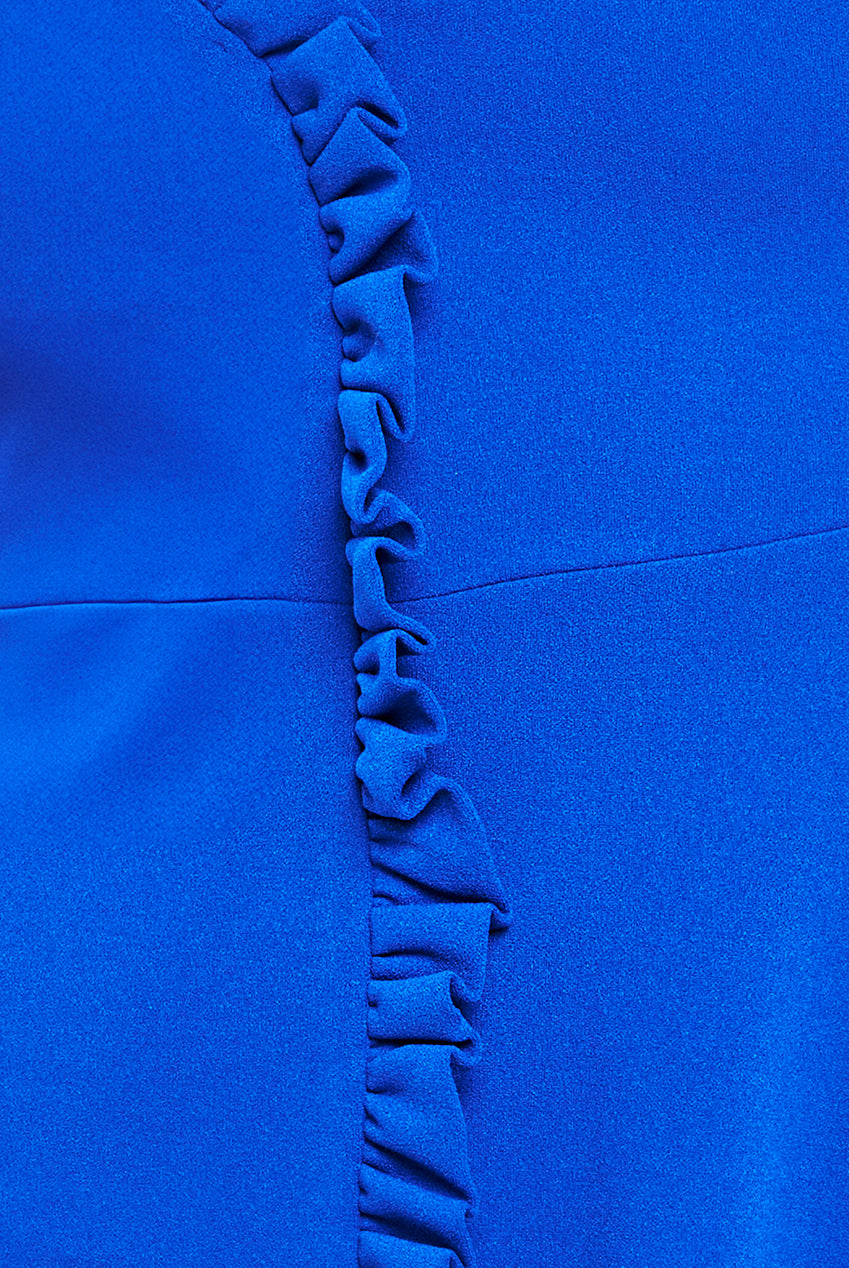 Front Frill Flared Scuba Midi Dress - Royal Blue DR3876