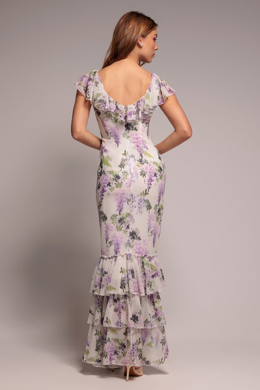 Printed Ruffle Neck & Hem Dress - Multi DR3881QZ