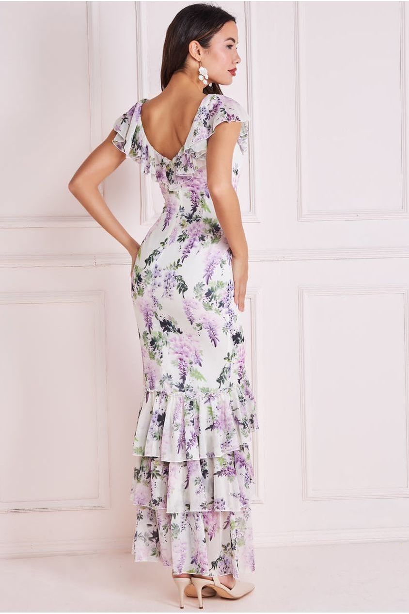 Printed Ruffle Neck & Hem Dress - Multi DR3881QZ