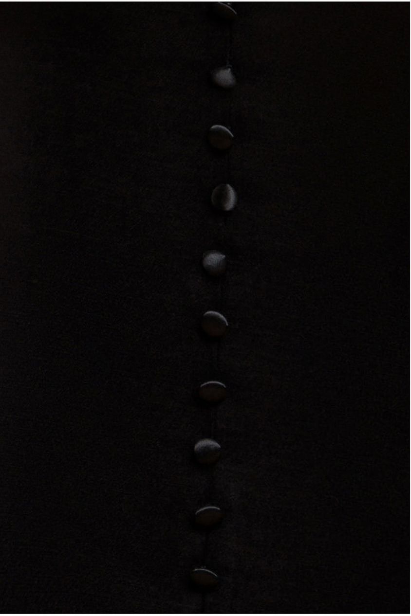 Satin Viscose Front Buttoned Dipped Hem Midaxi Dress - Black DR3899