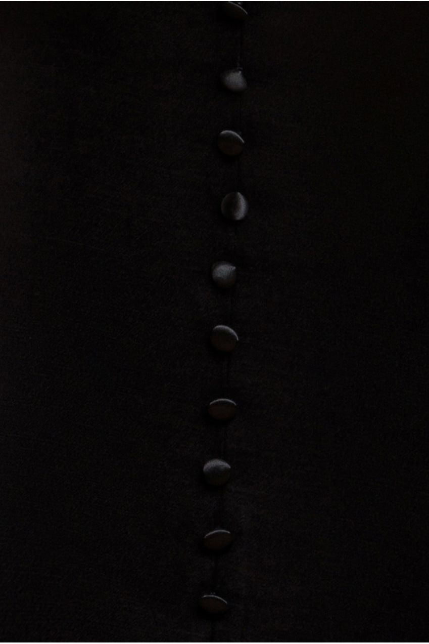 Satin Viscose Front Buttoned Dipped Hem Midaxi Dress - Black DR3899M