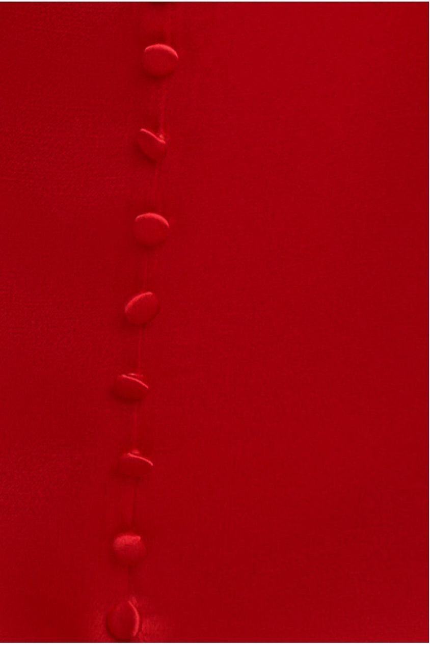 Satin Viscose Front Buttoned Dipped Hem Midaxi Dress - Red DR3899