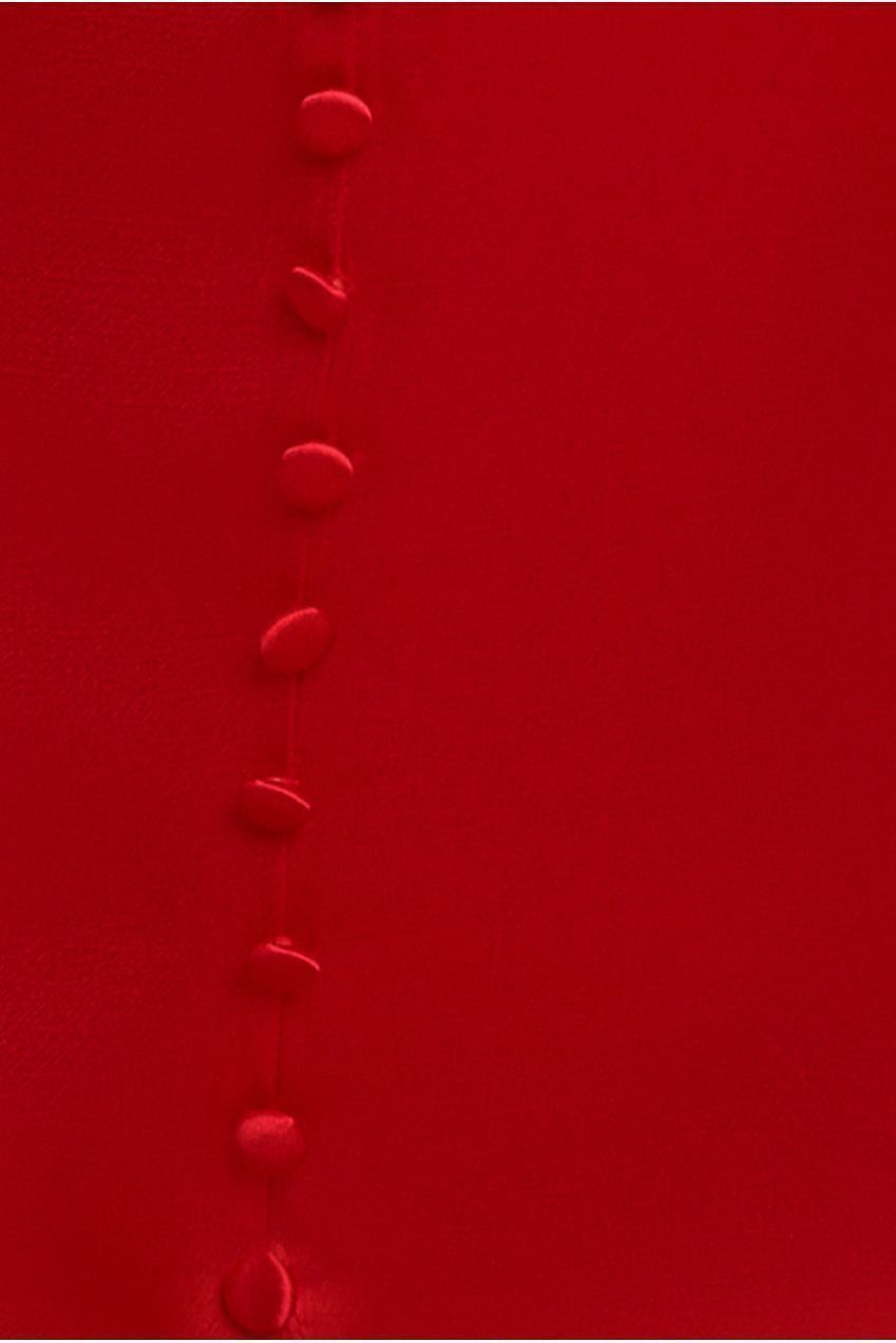 Satin Viscose Front Buttoned Dipped Hem Midaxi Dress - Red DR3899M