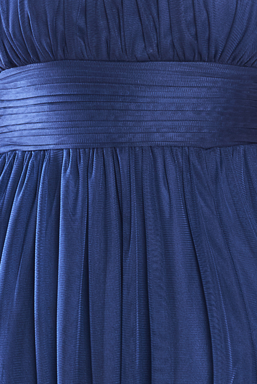 Halter Neck Mesh Tie Maxi Dress - Navy Blue DR3904