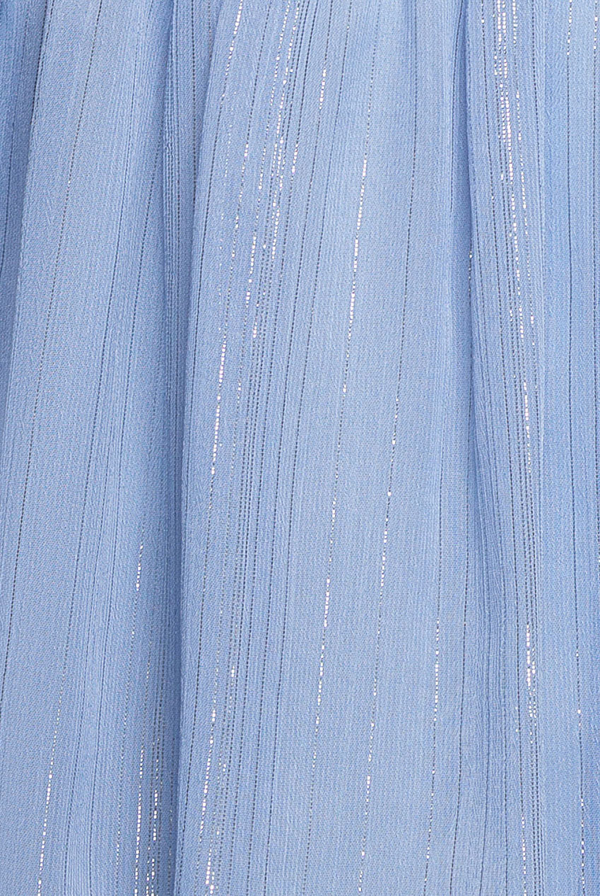 Plain Lurex Chiffon Tiered Midi Dress - Light Blue DR3905P