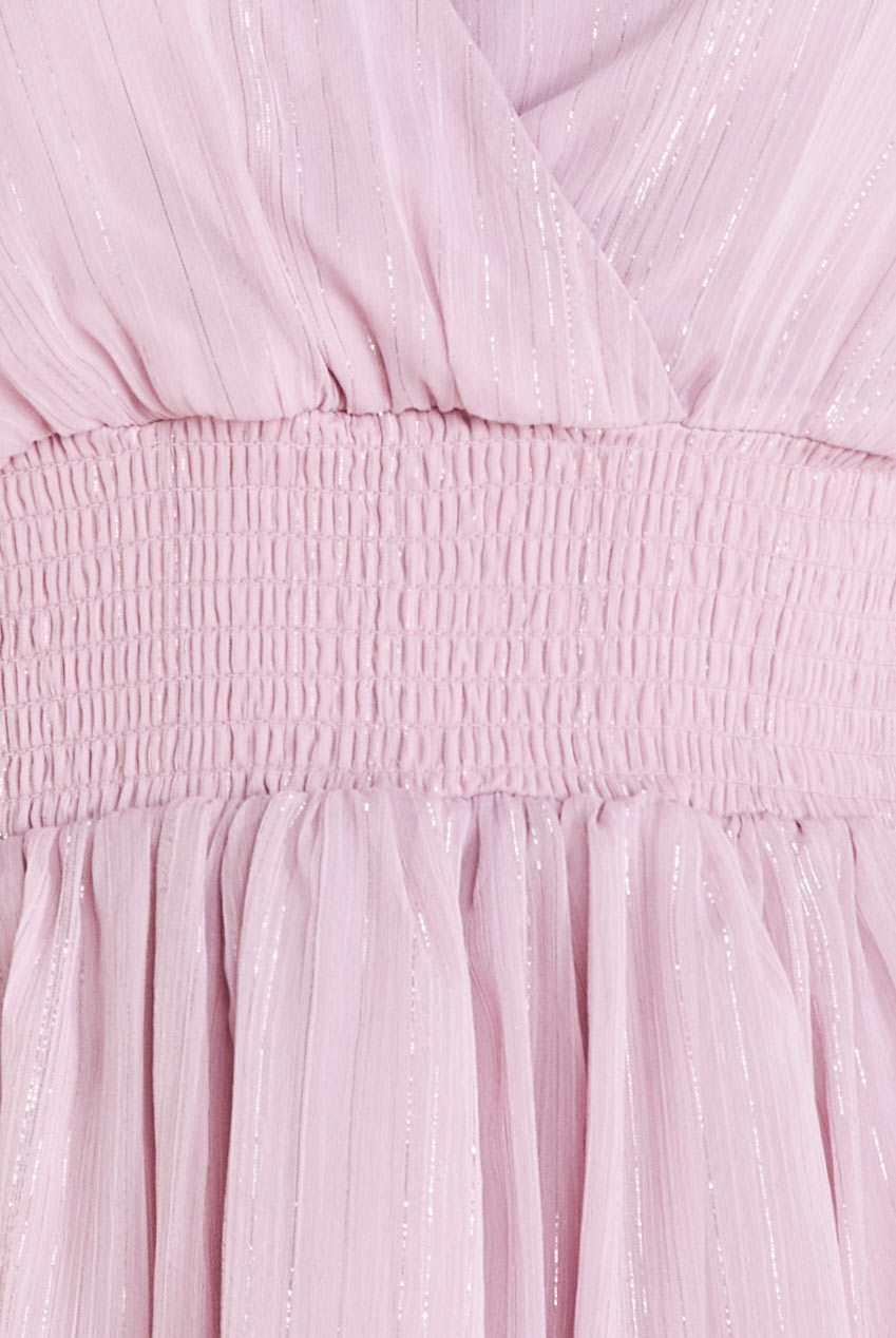 Plain Lurex Chiffon Tiered Dress - Pink DR3905QZ