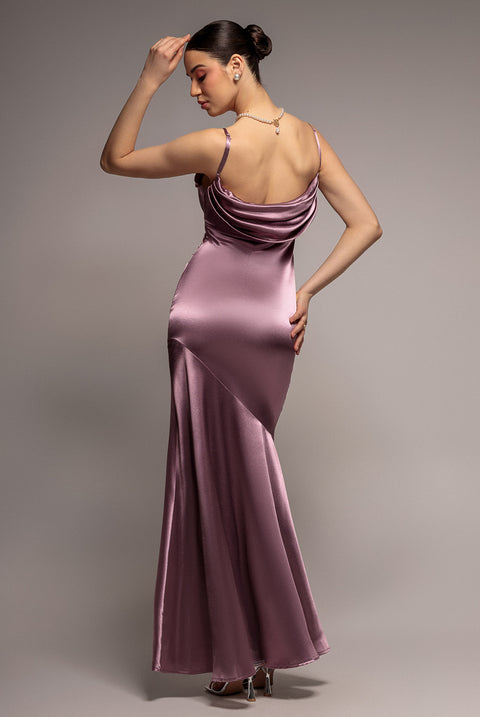 Cowl Back Satin Maxi Dress - Rosepink by Goddiva