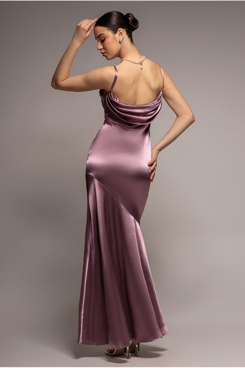 Cowl Back Satin Maxi Dress - Rosepink by Goddiva