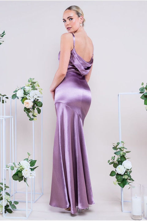 Cowl Back Satin Maxi Dress - Rosepink by Goddiva