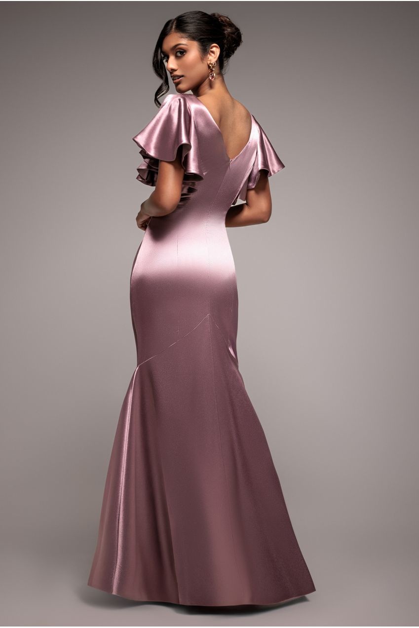 Satin Flutter Sleeve Mermaid - Rosepink DR3954