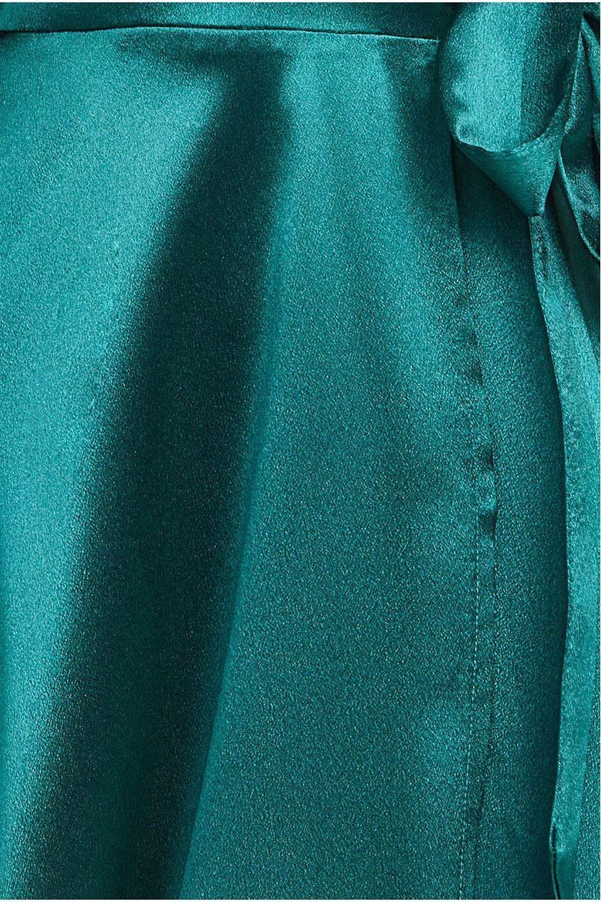 Flutter Sleeve Wrapover Satin Maxi Dress - Emerald Green DR3955
