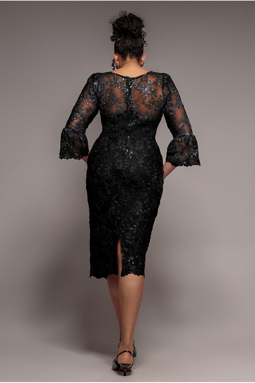 Scallop Lace Midi Dress - Black DR3960PLUS