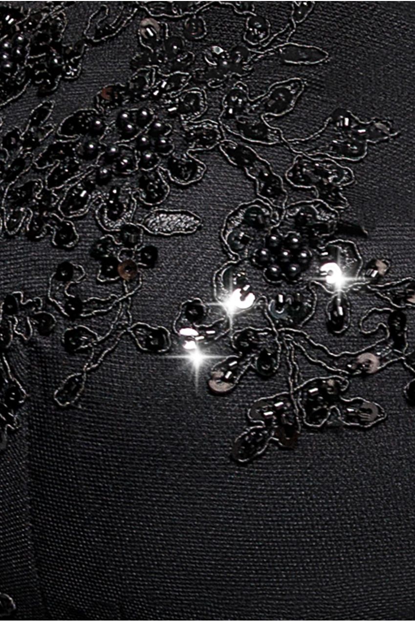 Scalloped Lace & Velvet Maxi Dress - Black DR3972PLUS