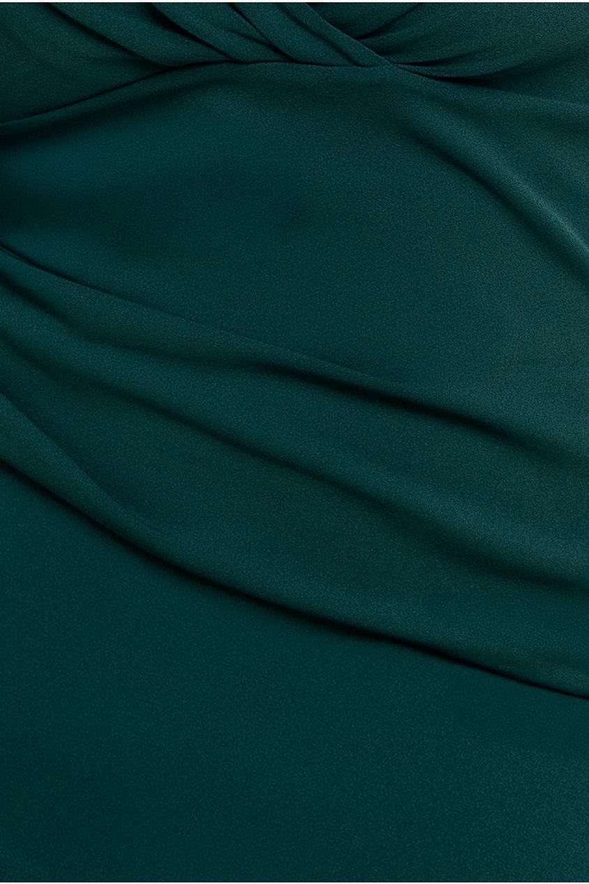 Three-Quarter Faux Wrap Neck Maxi Dress - Emerald Green DR3975PLUS