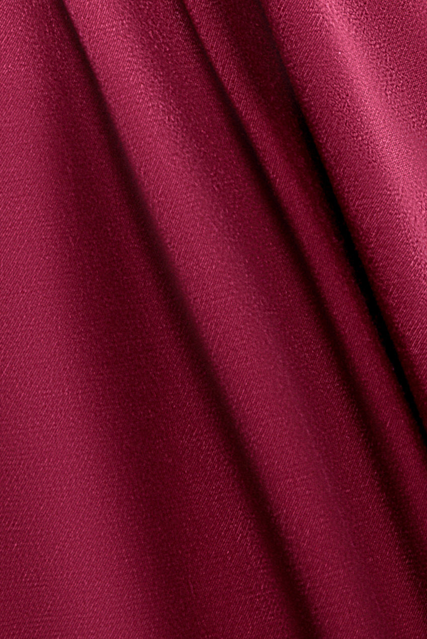 Satin Viscose Front Wrap Midaxi Dress - Burgundy DR4002