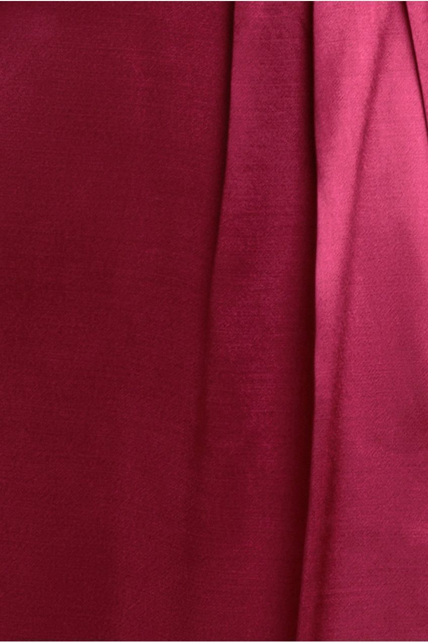 Satin Viscose Front Wrap Midaxi Dress - Burgundy DR4002M