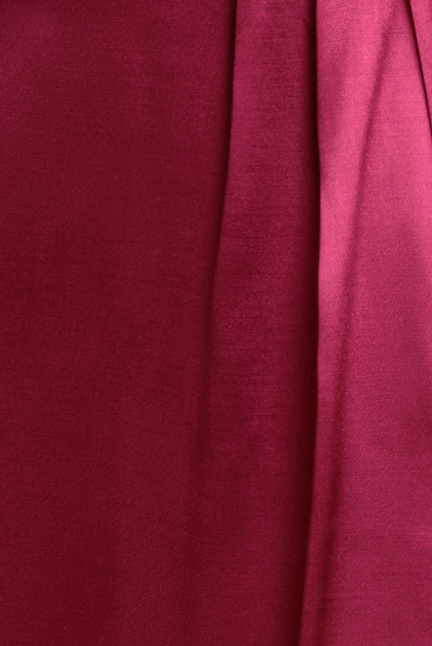 Satin Viscose Front Wrap Midaxi Dress - Burgundy DR4002