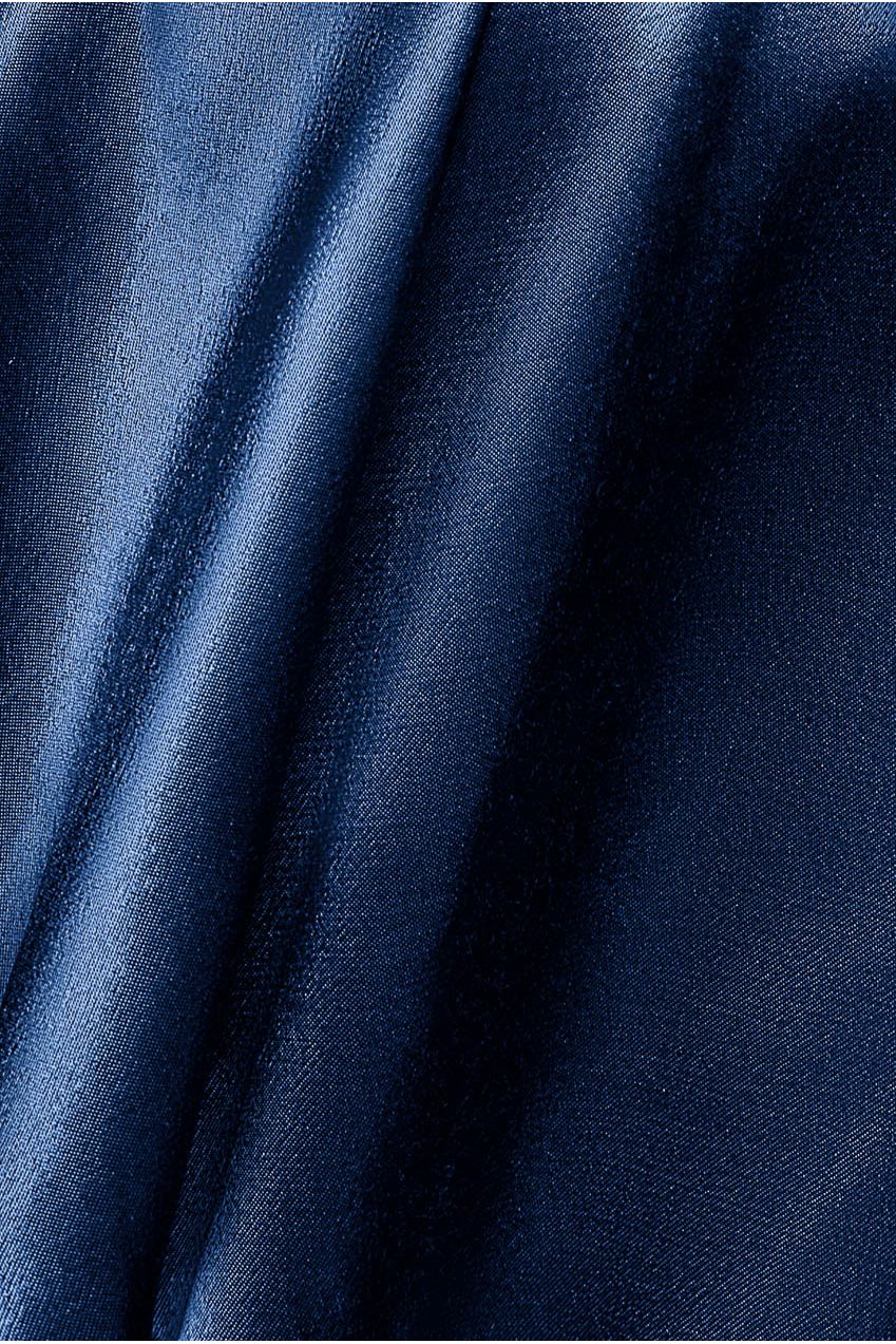 Satin Viscose Front Wrap Midaxi Dress - Navy DR4002
