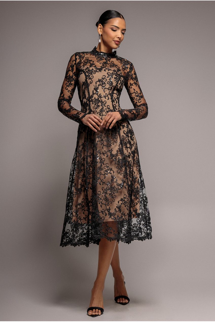 Lace Multiway Midi With Flared Skirt - Black DR4003