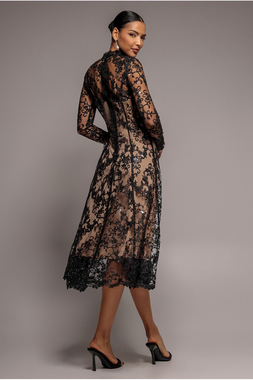 Lace Multiway Midi With Flared Skirt - Black DR4003