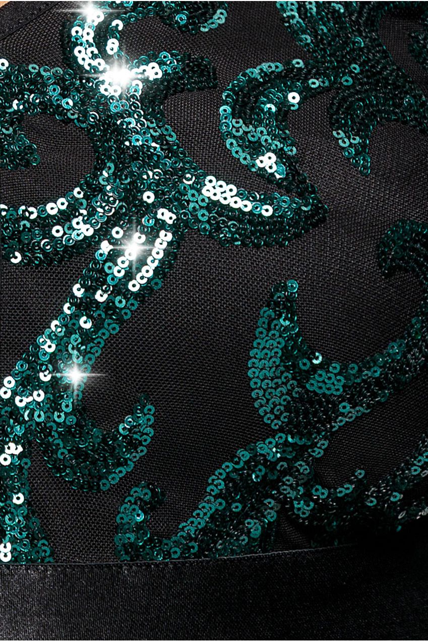 Tassel & Sequin Midaxi With Front Split - Emerald Green DR4006PLUS