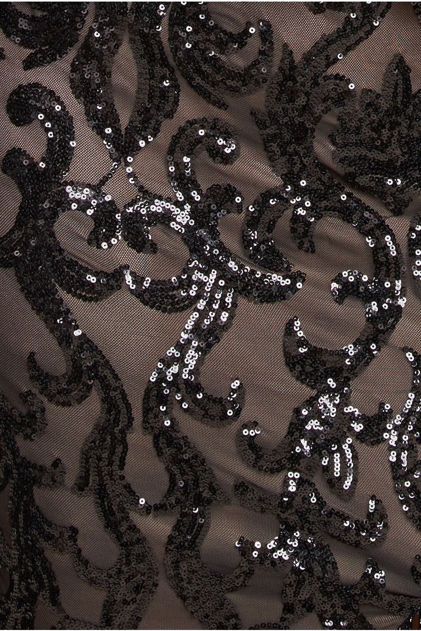 Tassel & Sequin Midaxi With Front Split - Black DR4006PLUS