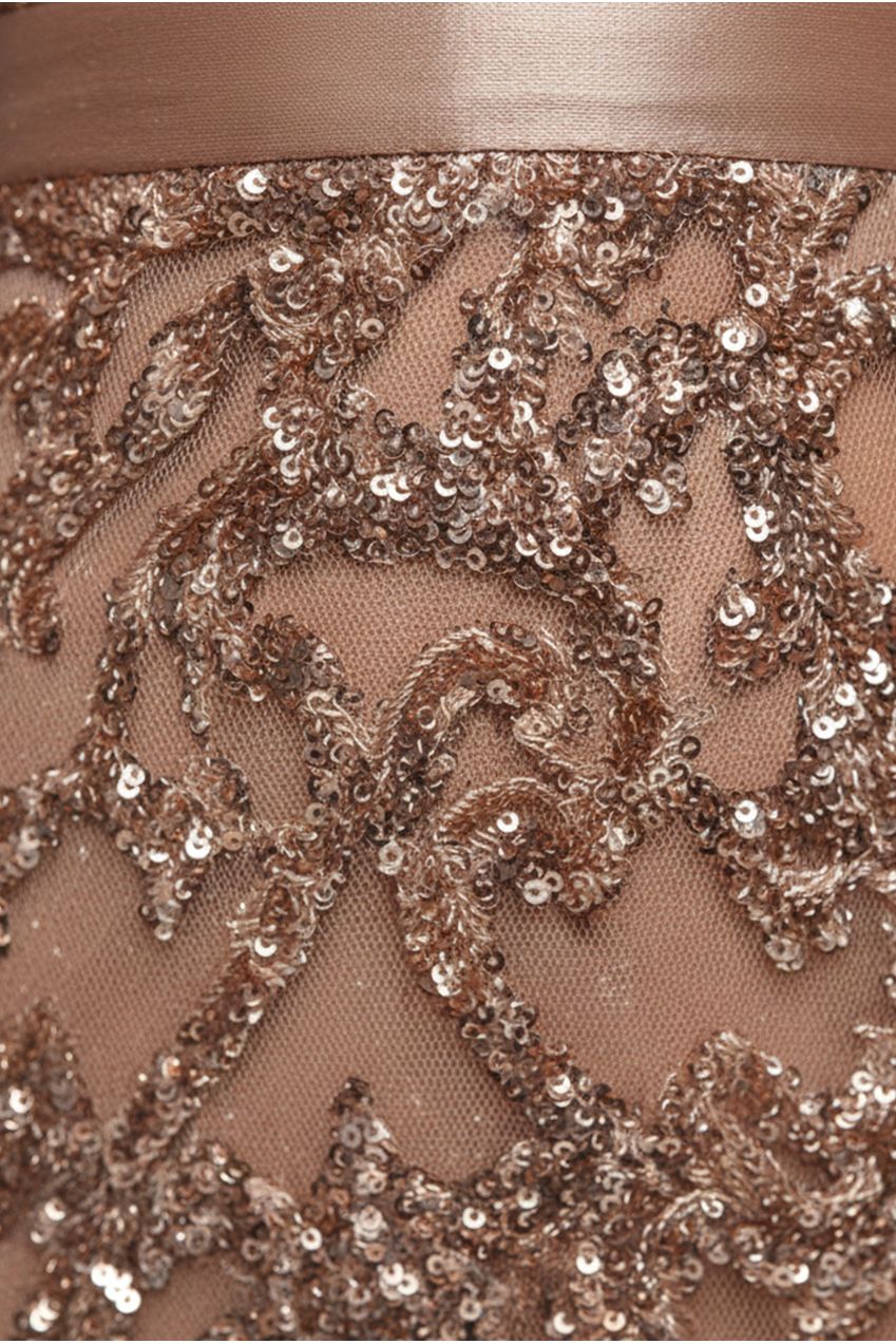 Tassel & Sequin Midaxi With Front Split - Champagne DR4006