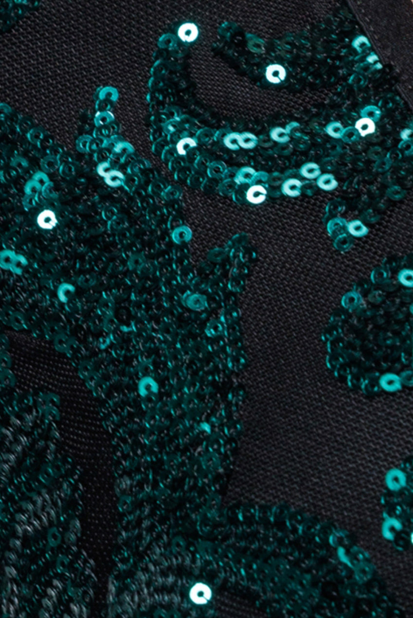 Tassel & Sequin Midaxi With Front Split - Emerald Green DR4006