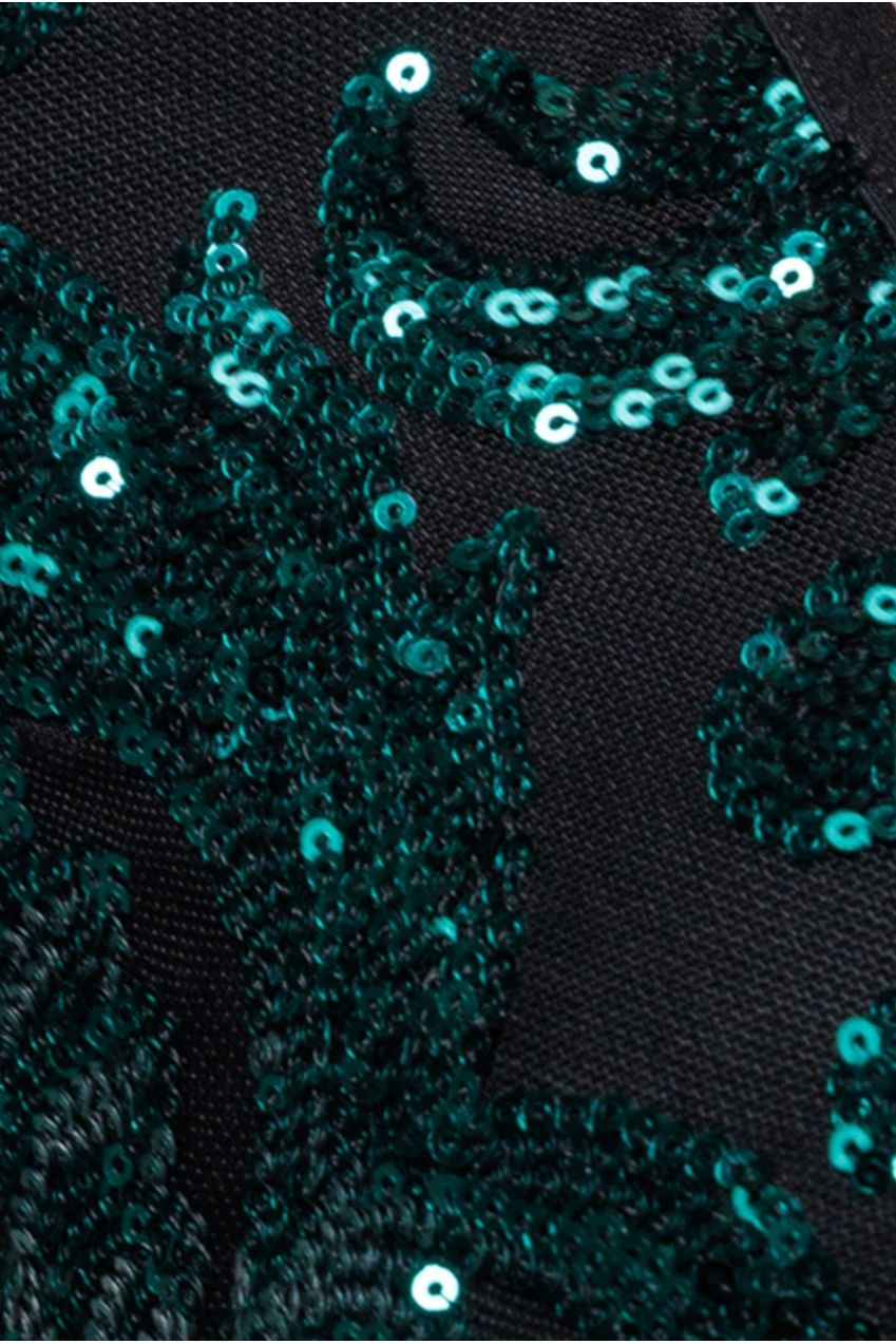 Tassel & Sequin Midaxi With Front Split - Emerald Green DR4006