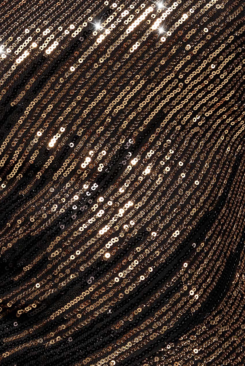 One Sleeve Diagonal Sequin Maxi - Gold DR4008