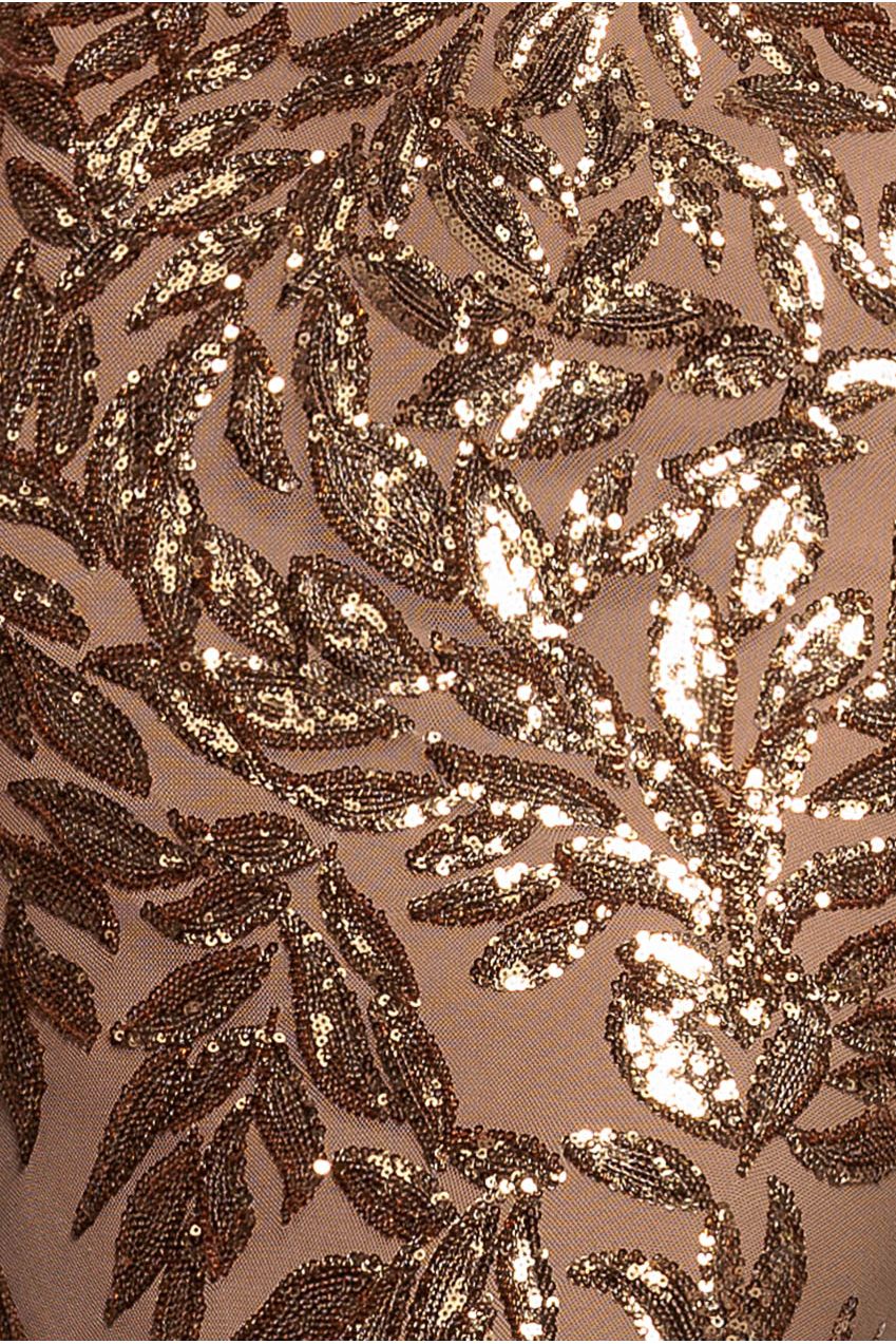 Cross Back Diamante Strap Sequin Maxi - Gold DR4009