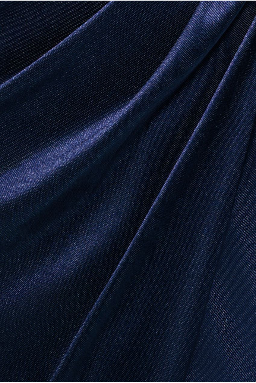 Cowl Bardot Satin Twill Maxi Dress - Navy DR4010