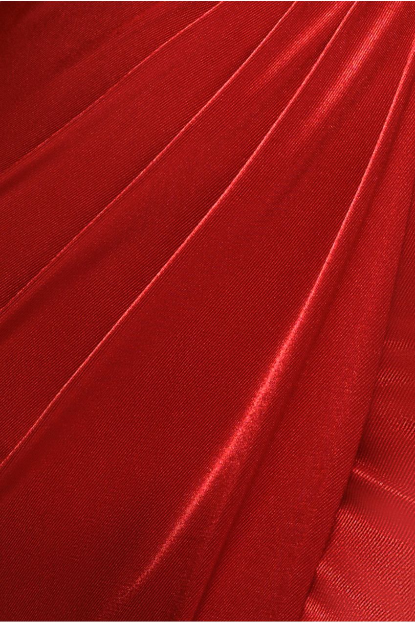 Cowl Bardot Satin Twill Maxi Dress - Red DR4010