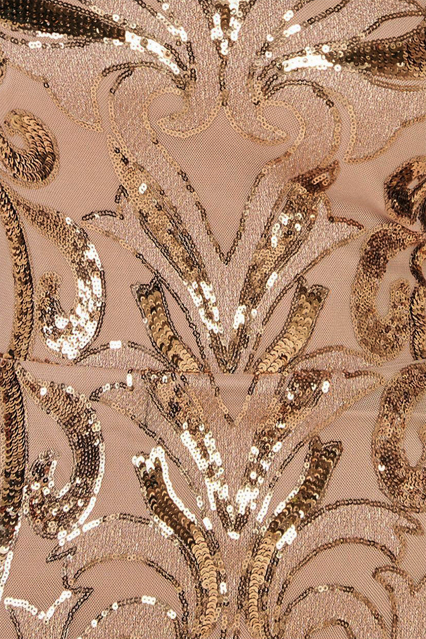 Square Neck Scalloped Lace Maxi - Champagne DR4016