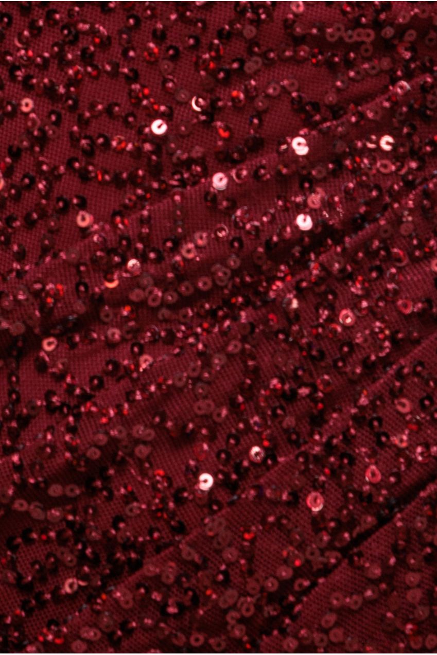 Sequin Cowl One Shoulder Maxi Dress - Wine DR4020